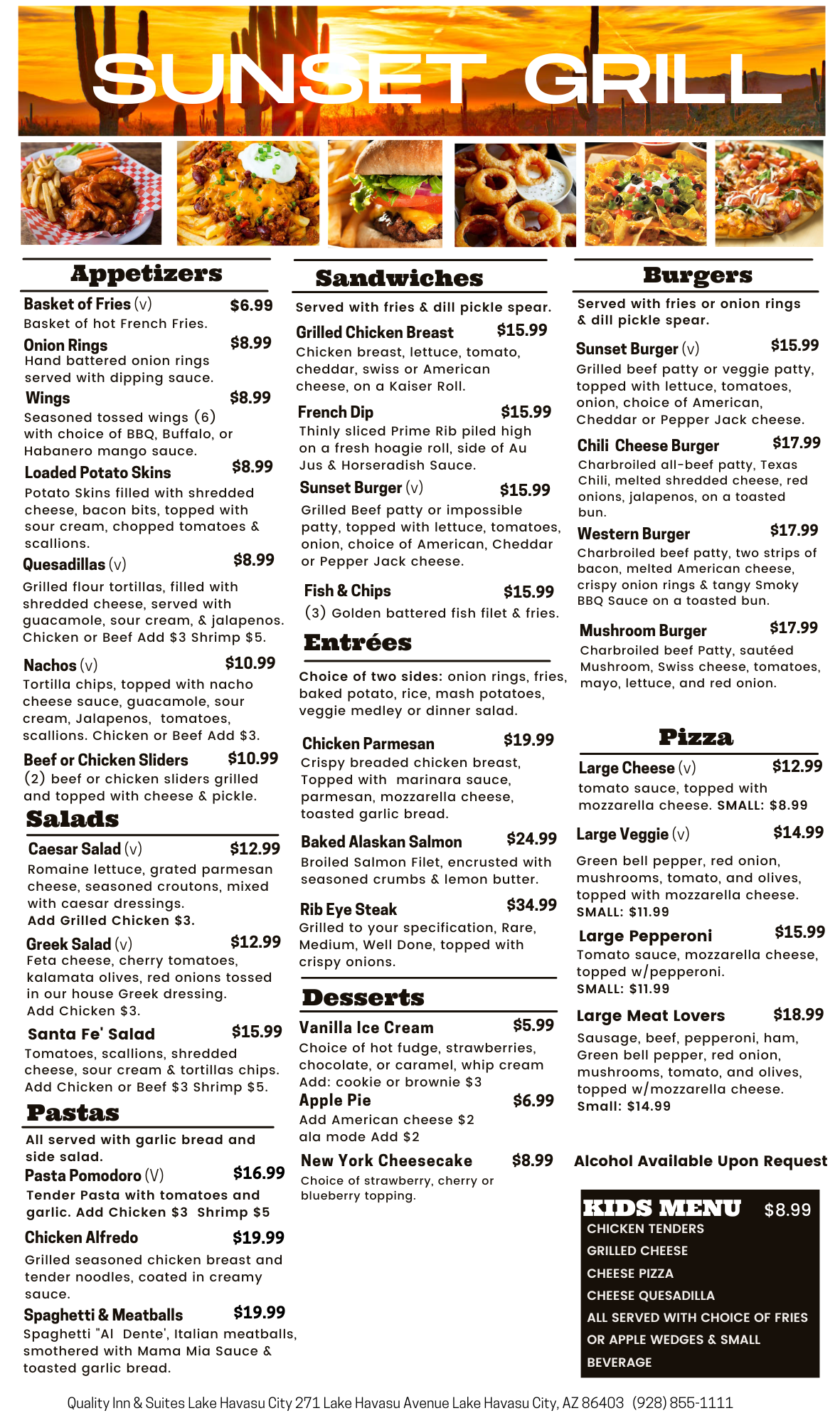 Sunset Grill Food Menu 2-9-23 Sunset Grill Food Menu 2-9-23